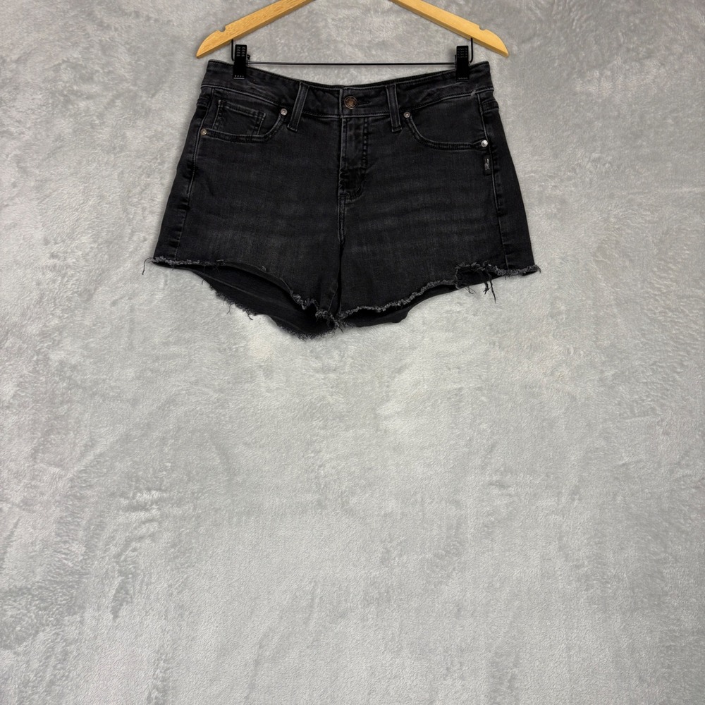 Silver Jeans Co Womens Boyfriend Shorts Black Frayed Hem Size 29 Western Y2K